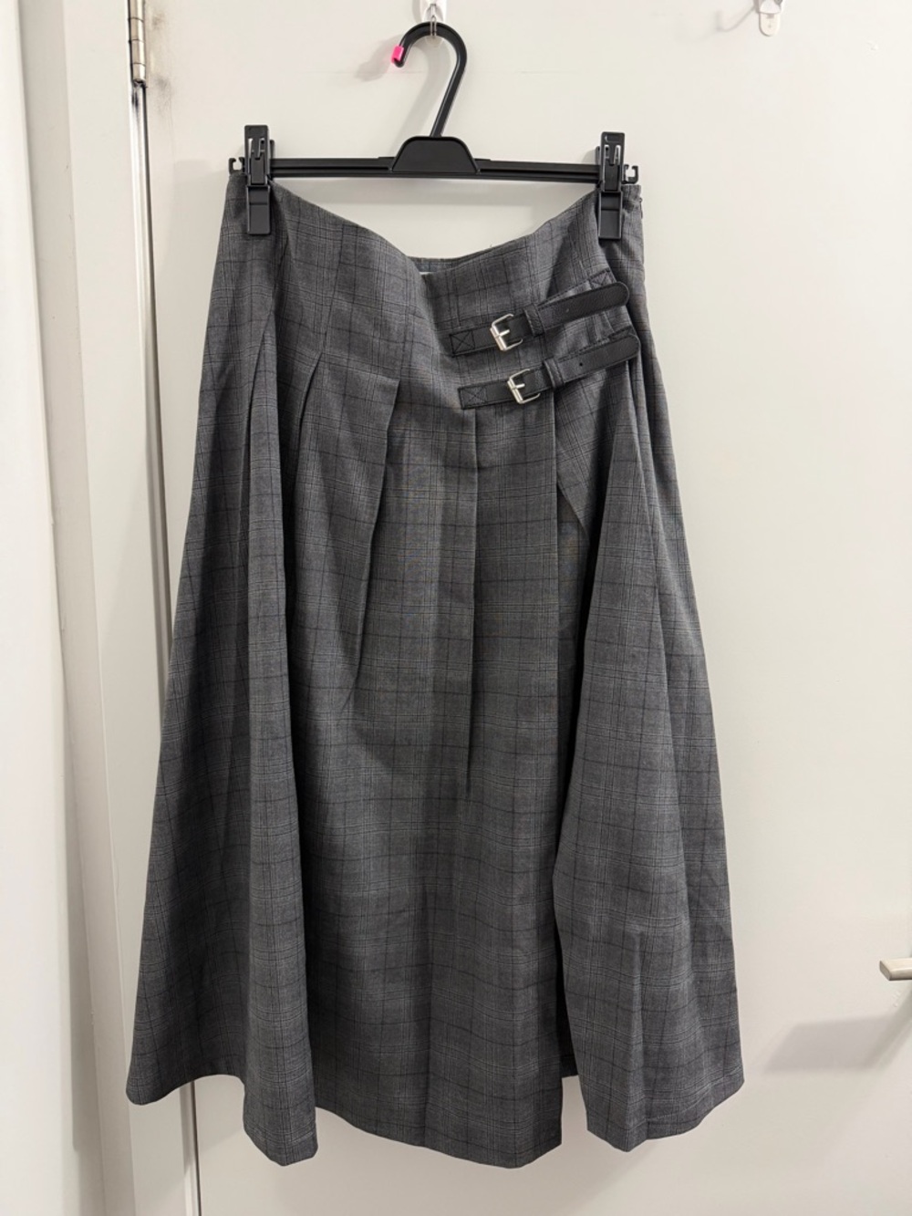 Bershka Gray Plaid Midi Skirt